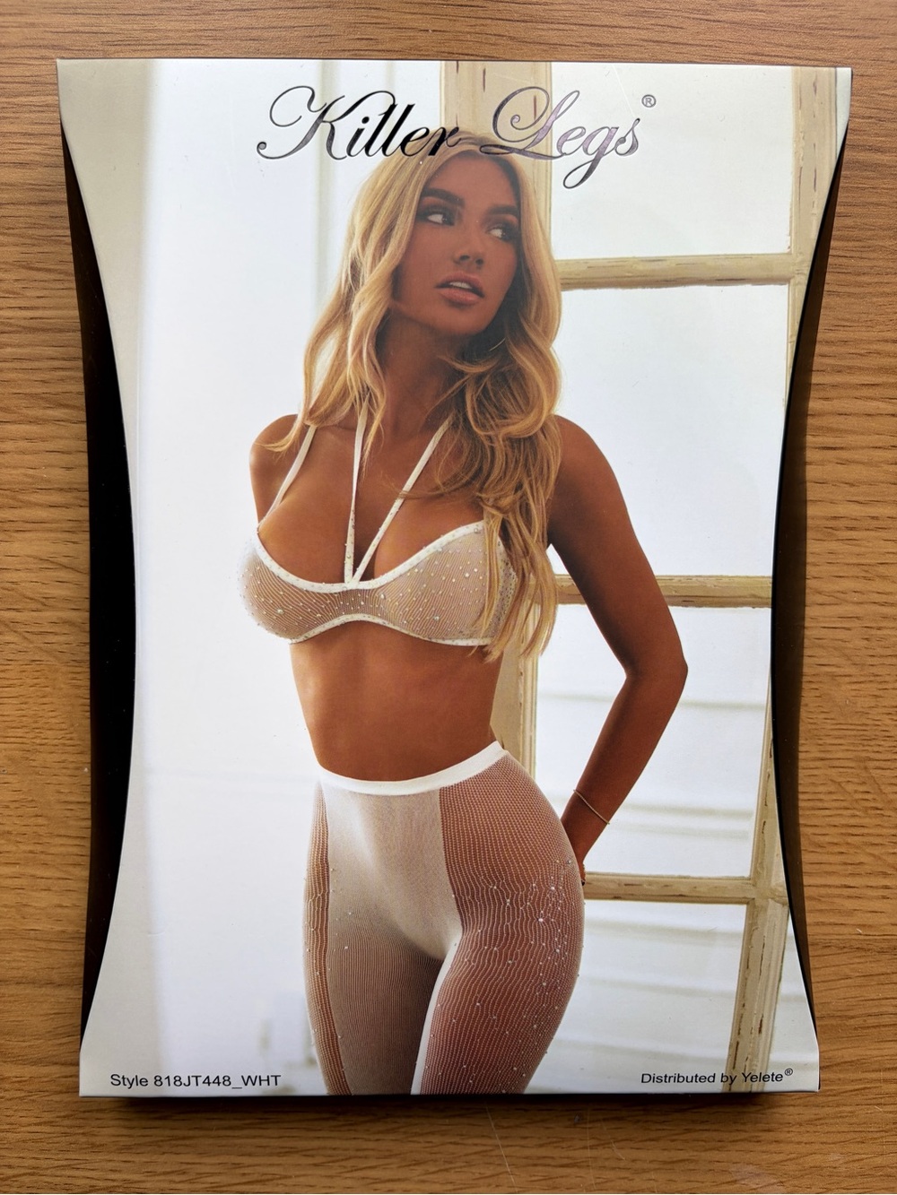 White Sheer Rhinestone Bra & Tights Set